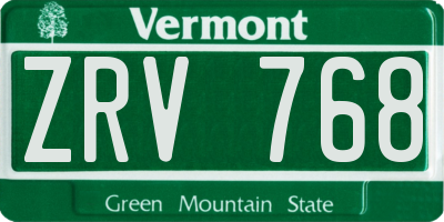 VT license plate ZRV768