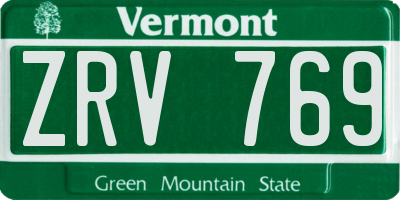 VT license plate ZRV769