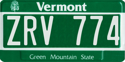VT license plate ZRV774