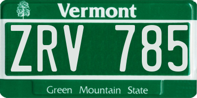 VT license plate ZRV785