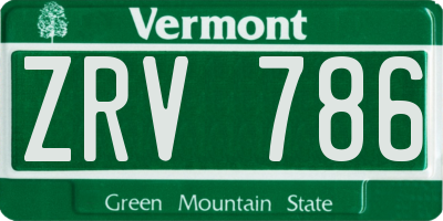 VT license plate ZRV786