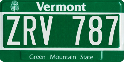 VT license plate ZRV787