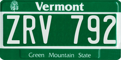 VT license plate ZRV792