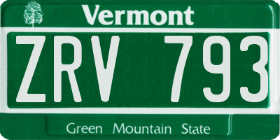 VT license plate ZRV793