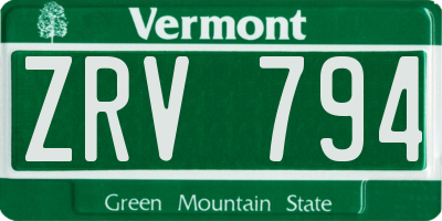 VT license plate ZRV794