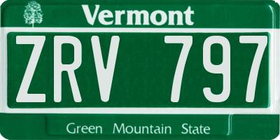 VT license plate ZRV797