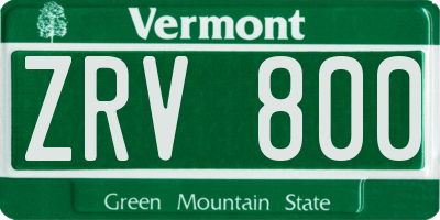 VT license plate ZRV800