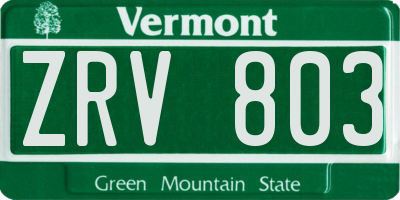 VT license plate ZRV803