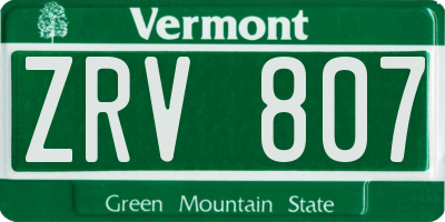 VT license plate ZRV807