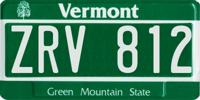 VT license plate ZRV812