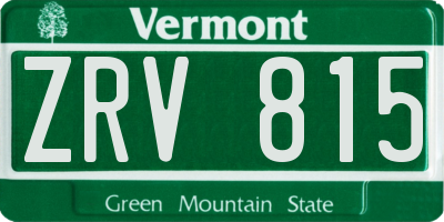 VT license plate ZRV815