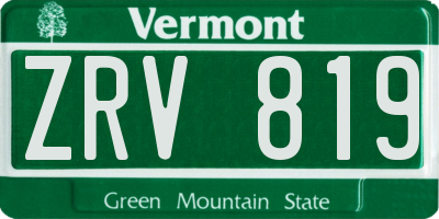 VT license plate ZRV819
