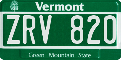 VT license plate ZRV820