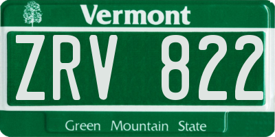 VT license plate ZRV822
