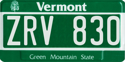 VT license plate ZRV830