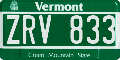 VT license plate ZRV833