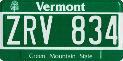 VT license plate ZRV834