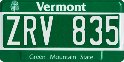 VT license plate ZRV835