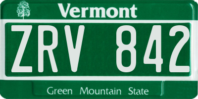 VT license plate ZRV842
