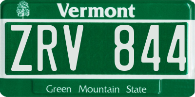 VT license plate ZRV844