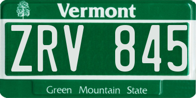 VT license plate ZRV845