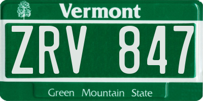 VT license plate ZRV847