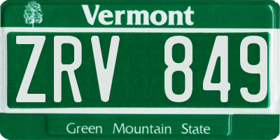 VT license plate ZRV849