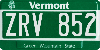 VT license plate ZRV852