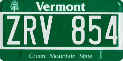 VT license plate ZRV854