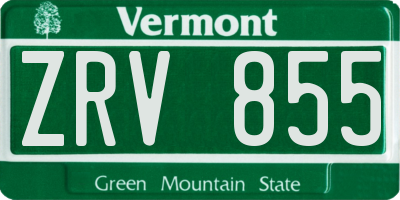 VT license plate ZRV855