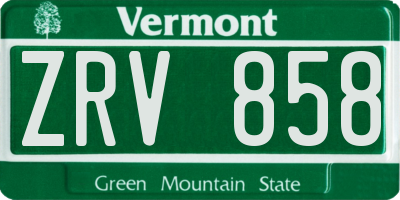 VT license plate ZRV858