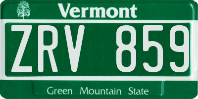 VT license plate ZRV859