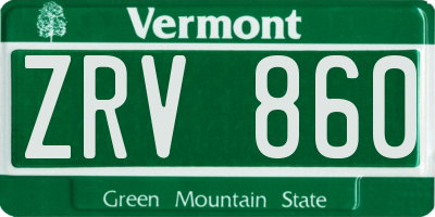 VT license plate ZRV860
