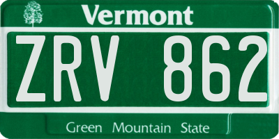 VT license plate ZRV862
