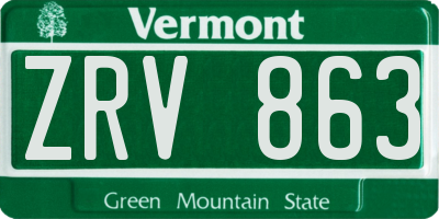 VT license plate ZRV863