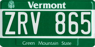 VT license plate ZRV865