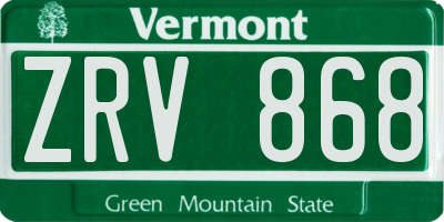 VT license plate ZRV868