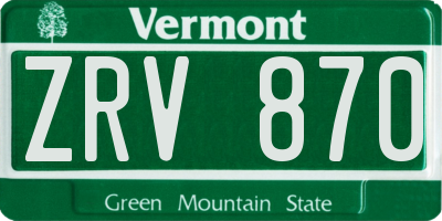 VT license plate ZRV870
