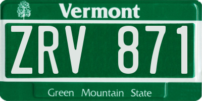 VT license plate ZRV871