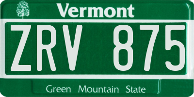VT license plate ZRV875