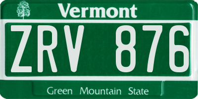 VT license plate ZRV876