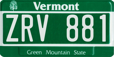 VT license plate ZRV881