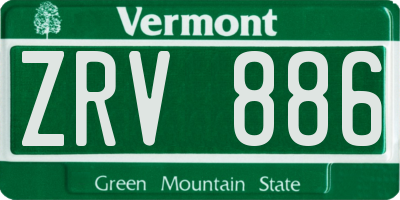 VT license plate ZRV886