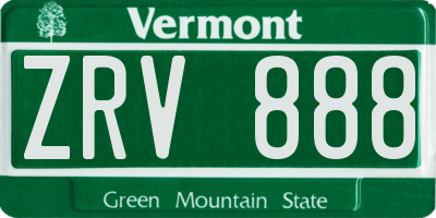 VT license plate ZRV888