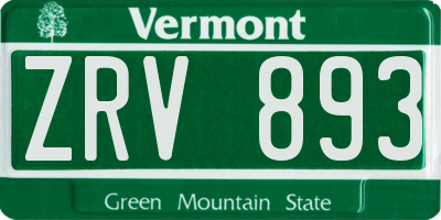VT license plate ZRV893