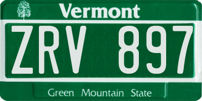 VT license plate ZRV897