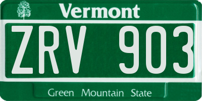 VT license plate ZRV903