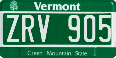 VT license plate ZRV905