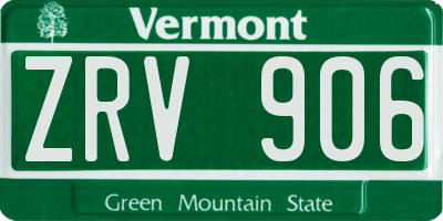VT license plate ZRV906