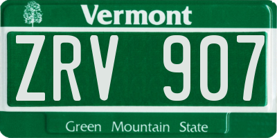 VT license plate ZRV907